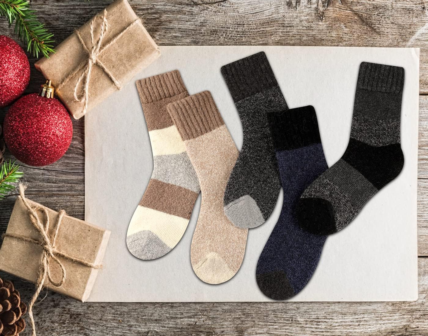 Heatuff Women's Winter Wool Socks Warm Soft Full Cushion Crew Socks (5 Pairs) - Image 7