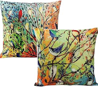 Sponsored Ad - Unibedding Birds Throw Pillow Covers 18X18 Set of 2 Farmhouse Outdoor Birds Pillow Case for Sofa, Couch, Pa...