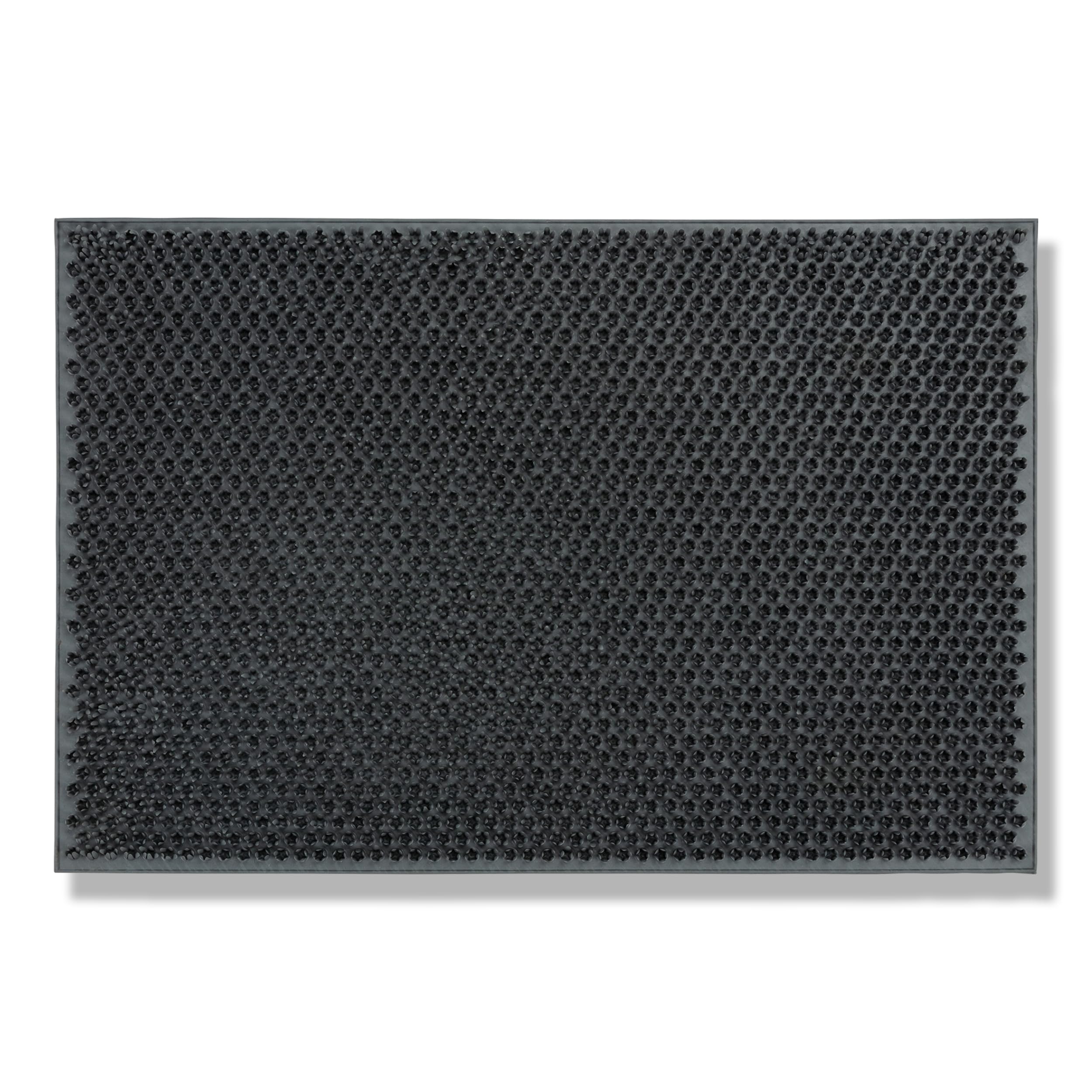 Carpido Wetterfeste Fußmatte Garten - Grau 40 x 60 cm - Outdoor Schmutzfangmatte - Türmatte leicht zu reinigen - Flexible Gummifußmatte Außen rutschfest