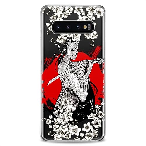 Miniatura 3 de Funda compatible con Samsung S25 S24 S23 FE S22 Plus S21 Ultra S20+ S10e Note 20 S9 Japón Cat Samurai Flexible Silicona Linda Sakura Print Slim Fit