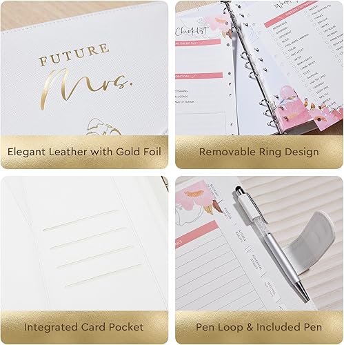 Miniatura 4 de AW BRIDAL Future Mrs - Juego de libro de planificación de bodas y organizador de regalo, planificadores de bodas de destino, planificador de