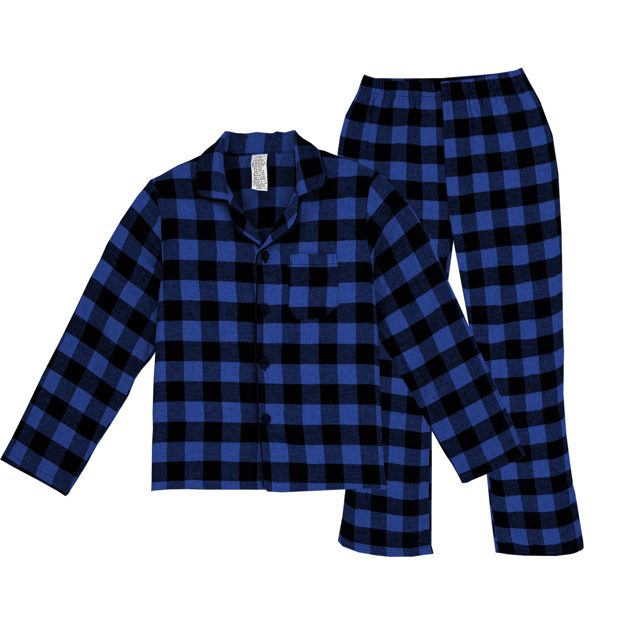 Set di pigiama a maniche lunghe a quadri, per ragazzi e ragazze, pigiama in flanella con top e pantaloni a quadri, 2 pezzi, biancheria da notte in cotone