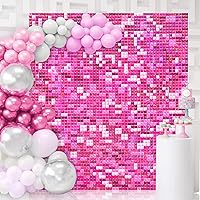 Vista 169 de 36 Panels Giltter Wall Backdrop Pink Shimmer Wall Backdrop for Party Wedding Birthday Engagement Bachelorette Parties Anniversary Decoration