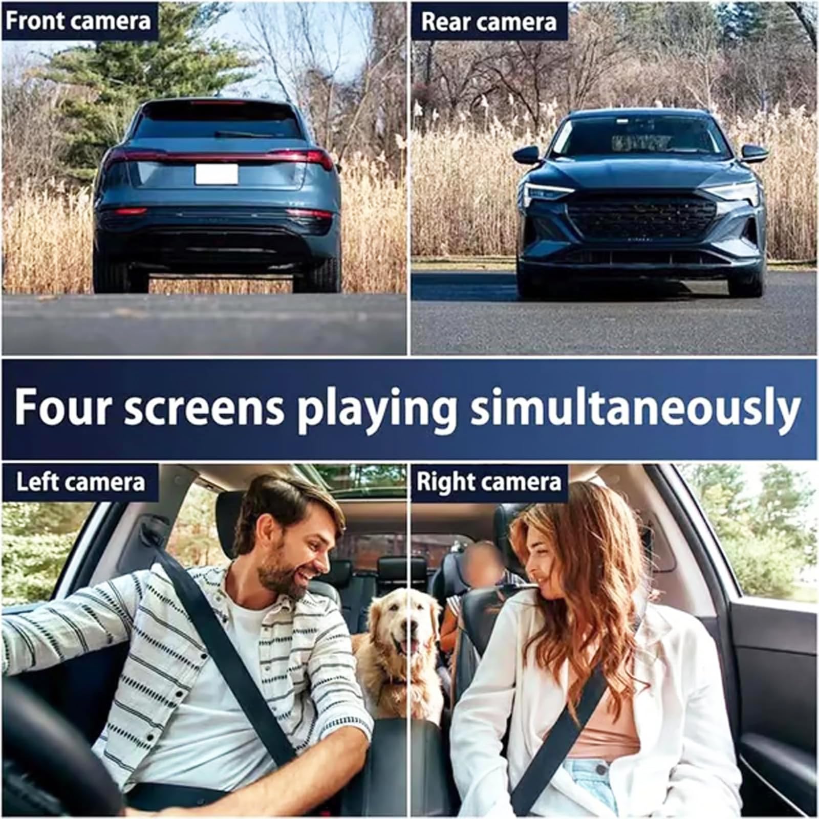 4 Canales Dashcam para Coche 360°,Cámara de Video para Coche,3.16 Pulgadas Dash CAM 1080P con Visión Nocturna IR/Vídeo en Bucle,4K+1080P Camara Coche con WiFi & Tarjeta 32GB (128GB)