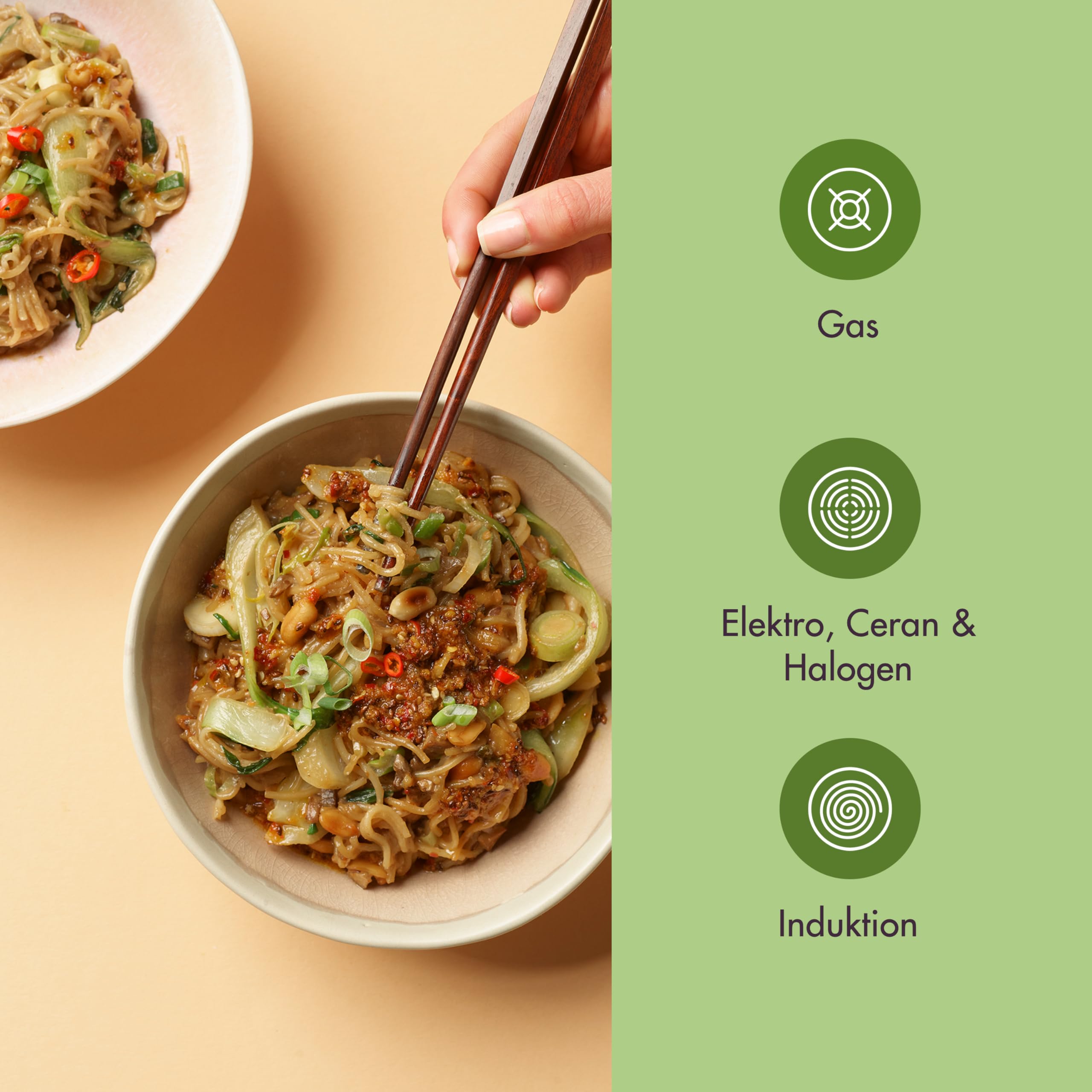 Reishunger Premium Edelstahl Wok – 28 cm Durchmesser – mit keramischer Antihaft-Beschichtung – Frei von PFAS, PFOA und PTFE – Für alle Herdtypen & den Backofen geeignet