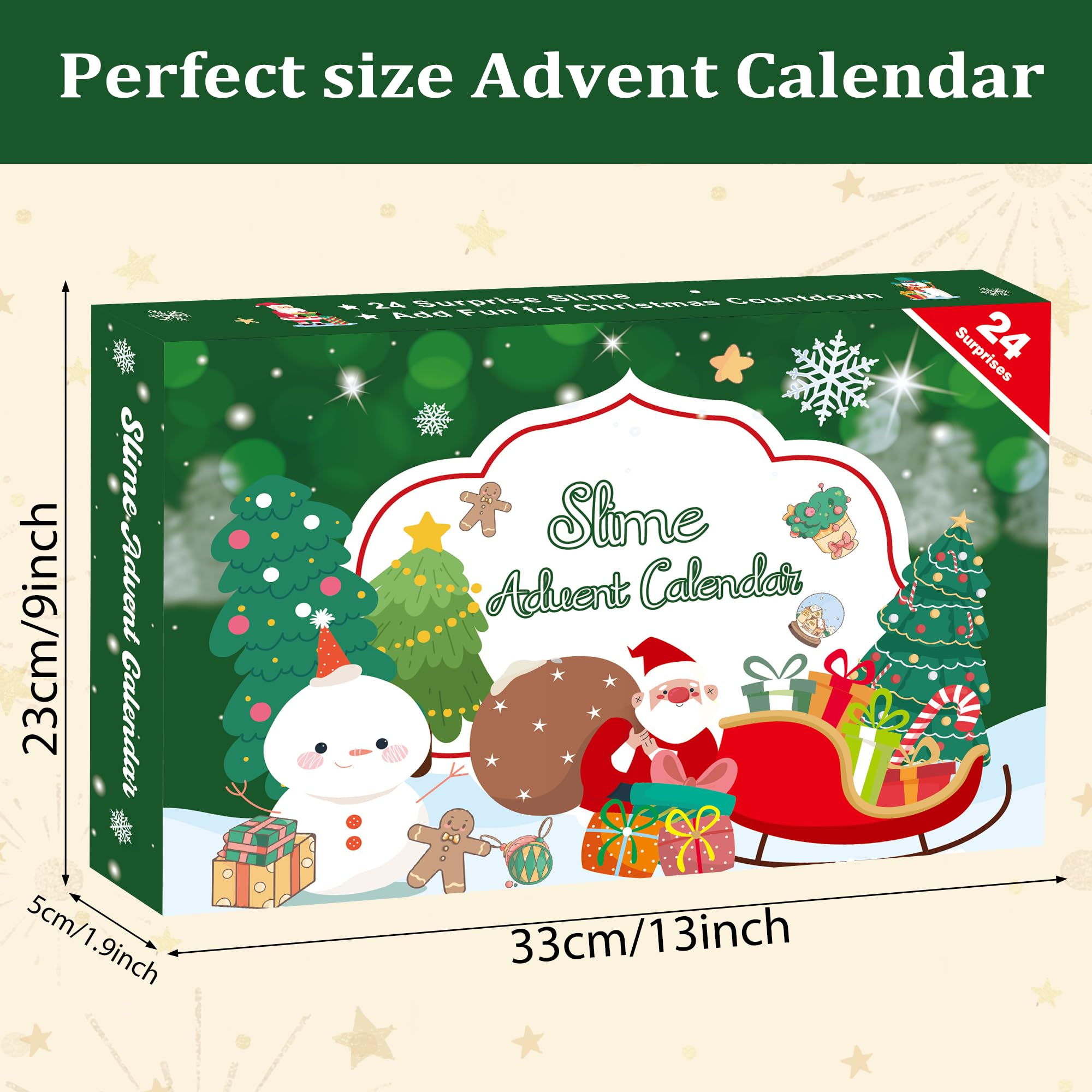 KYEVIS Schleim Adventskalender 2025, 24 Tage Slime Set Weihnachtskalender Geschenk für Kinder, Teenager, Mädchen und Jungen (Bezauberndes Grün)