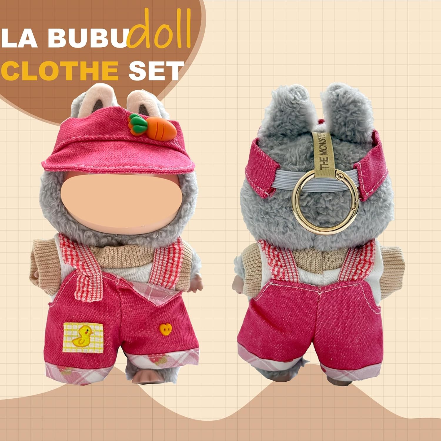 for Labubu Clothes/for Labubu Outfits, Cute Sweetheart Doll Outfit with Accessories, T-Shirt +Romper+Carrot Hat
