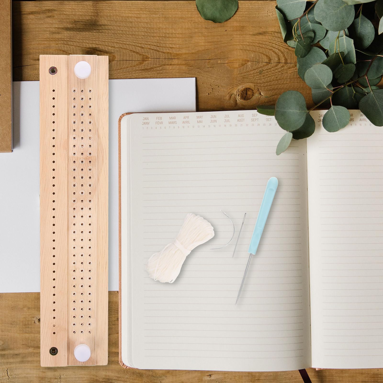 FOMIYES Kit per Rilegatura Manuale Foratura e Cucitura, Strumento Regolabile e Antiscivolo per Riparazione Libri e Quaderni, per Progetti DIY e Attività Personali