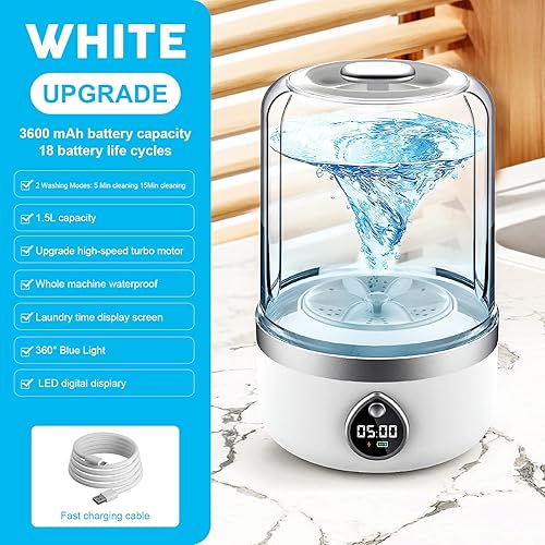Miniatura 3 de Lavadora de ropa interior, mini lavadora portátil, mini lavadoras mejoradas, lavadora inalámbrica recargable, taza de lavandería para brasier, ropa