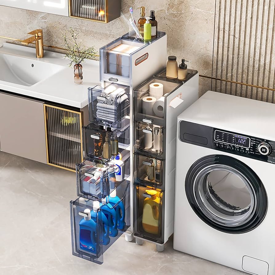 Amazon.co.jp: スリムなバスルームフロアキャビネット 5つの引き出し