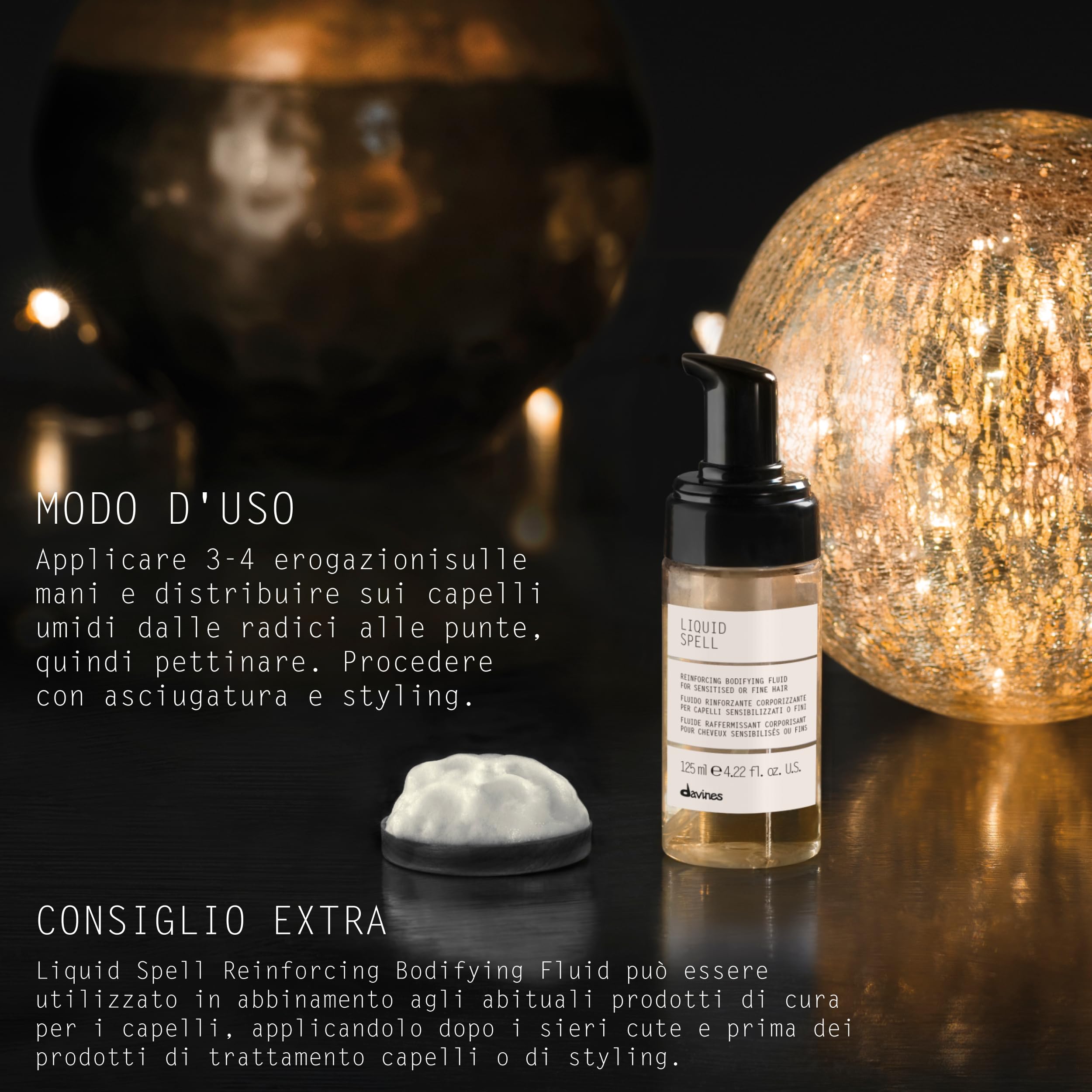 Davines Liquid Spell Reinforcing Bodifying Fluid - Fluido rinforzante corporizzante - Trattamento leave-on per capelli sensibilizzati o fini - 50 ml