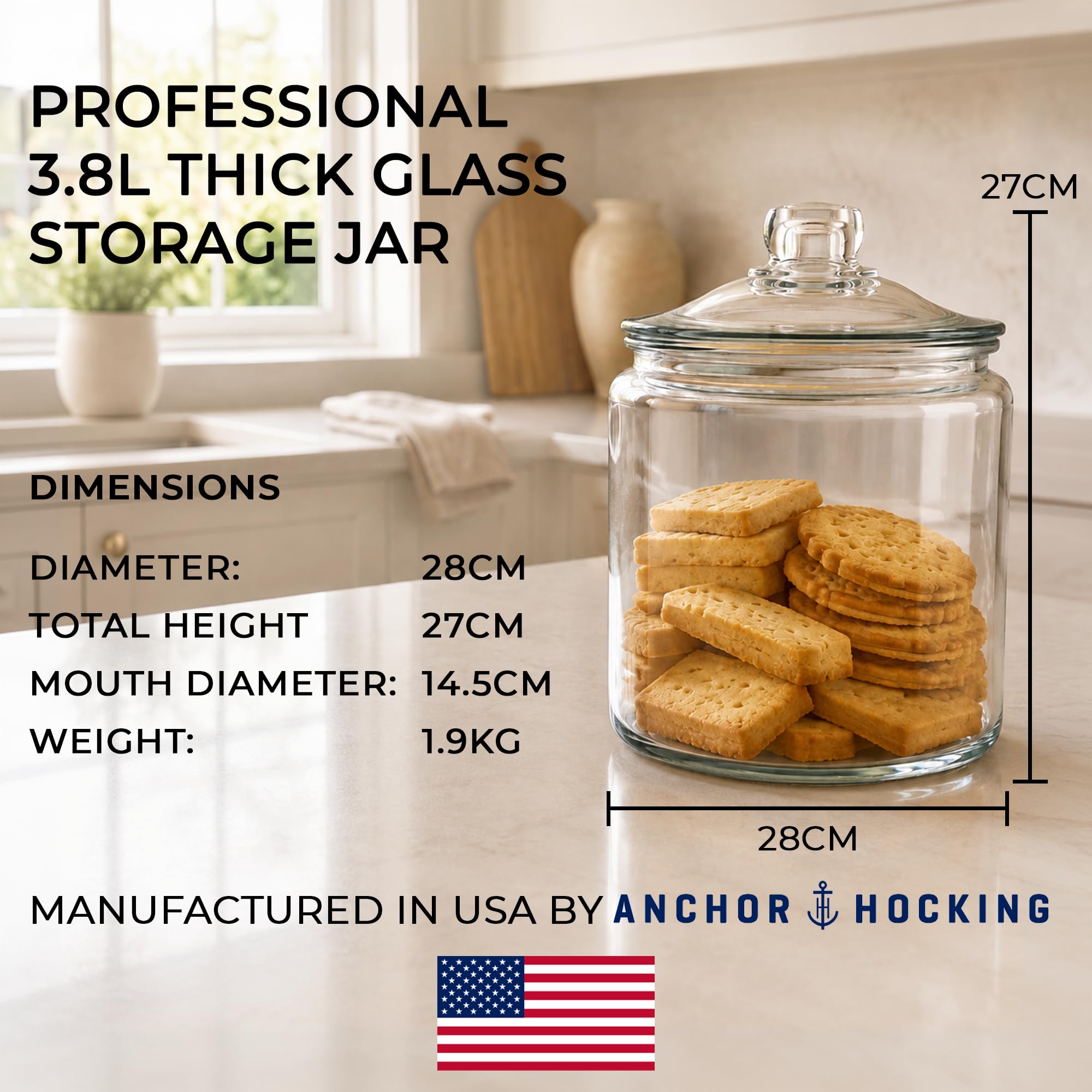 Anchor Hocking 1 Gallon Heritage Hill Jar - Glass Jar -4