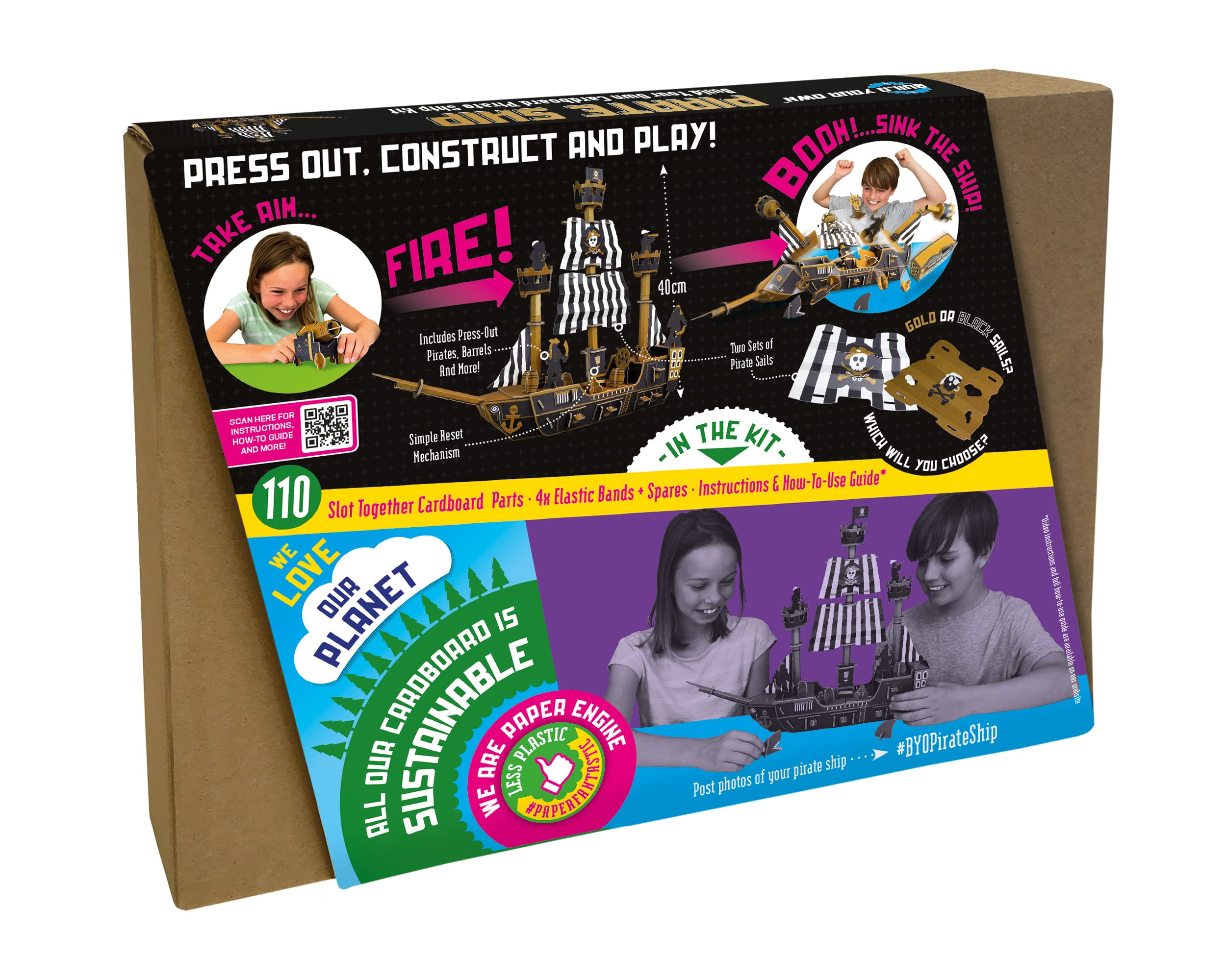 Build Your Own Nave pirata che esplode – Kit artigianale in cartone – Età 8+