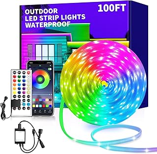 Outdoor LED Strip Lights Waterproof,IP68 Outdoor Waterproof 100ft LED Li...