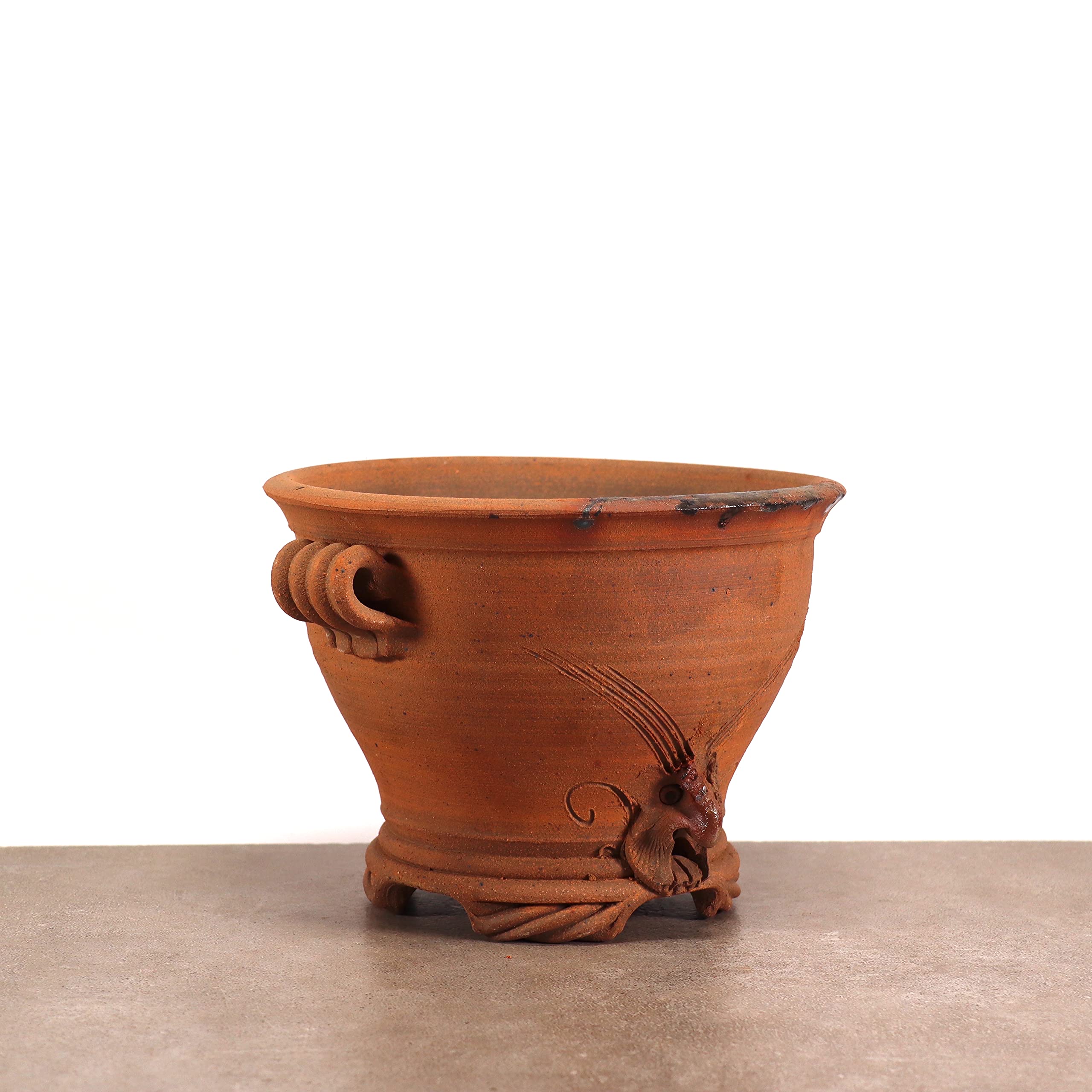 Palatina Werkstatt Pot de fleurs en terre cuite fait à la main avec anse - Pot de fleurs pour jardin, appartement et fleurs en terre cuite (M)