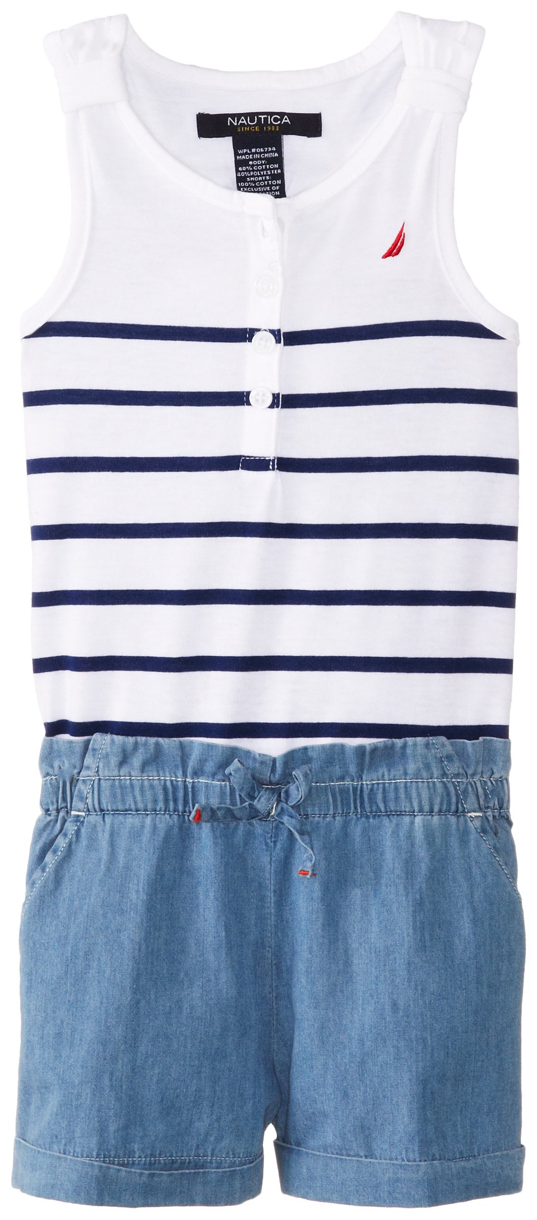 Nautica Girls' Stripe Chambray Romper