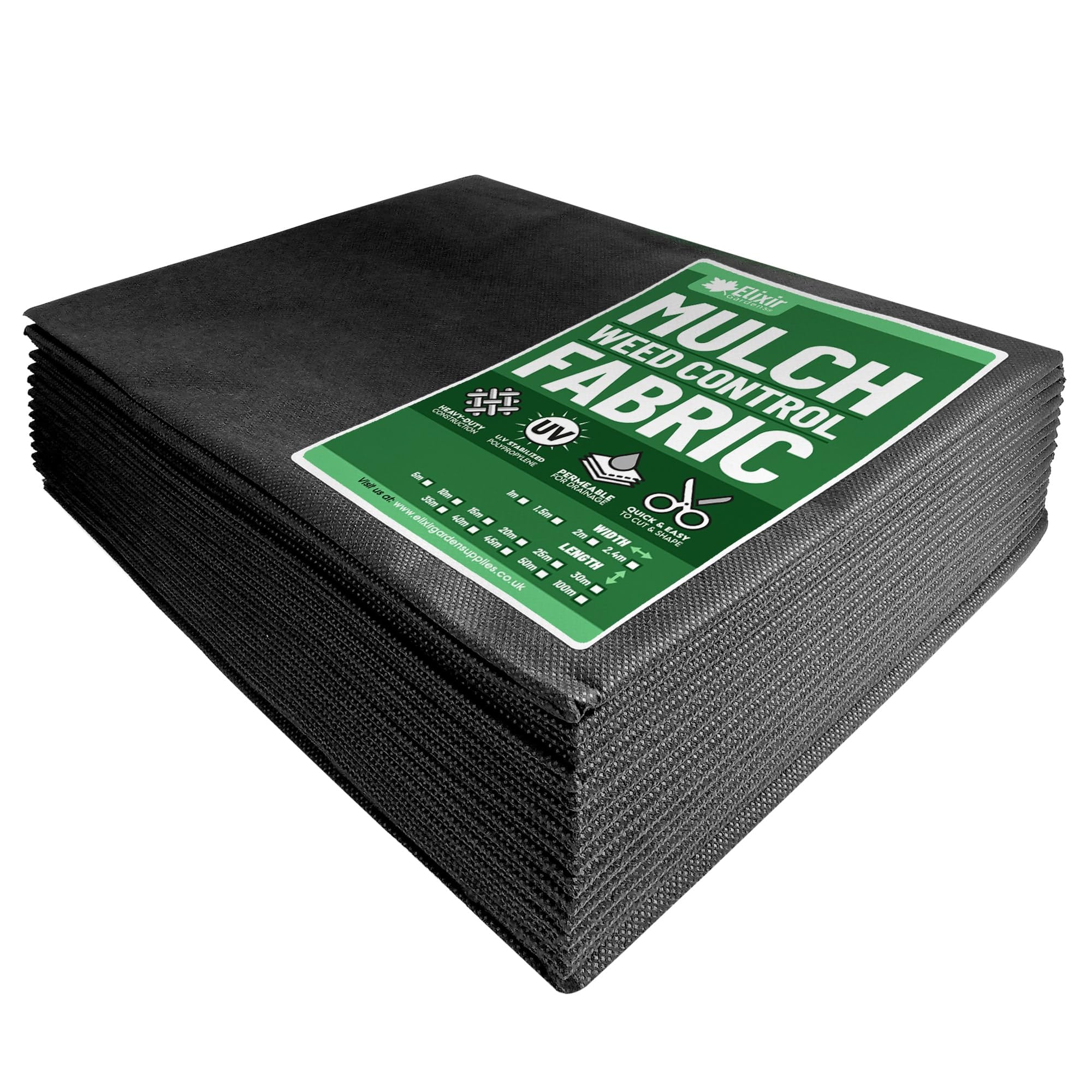 Elixir Gardens Mulch Membrane Weed Barrier/Control Fabric | Heavy-Duty Landscaping Ground Cover/Liner | 1.5m x 100m