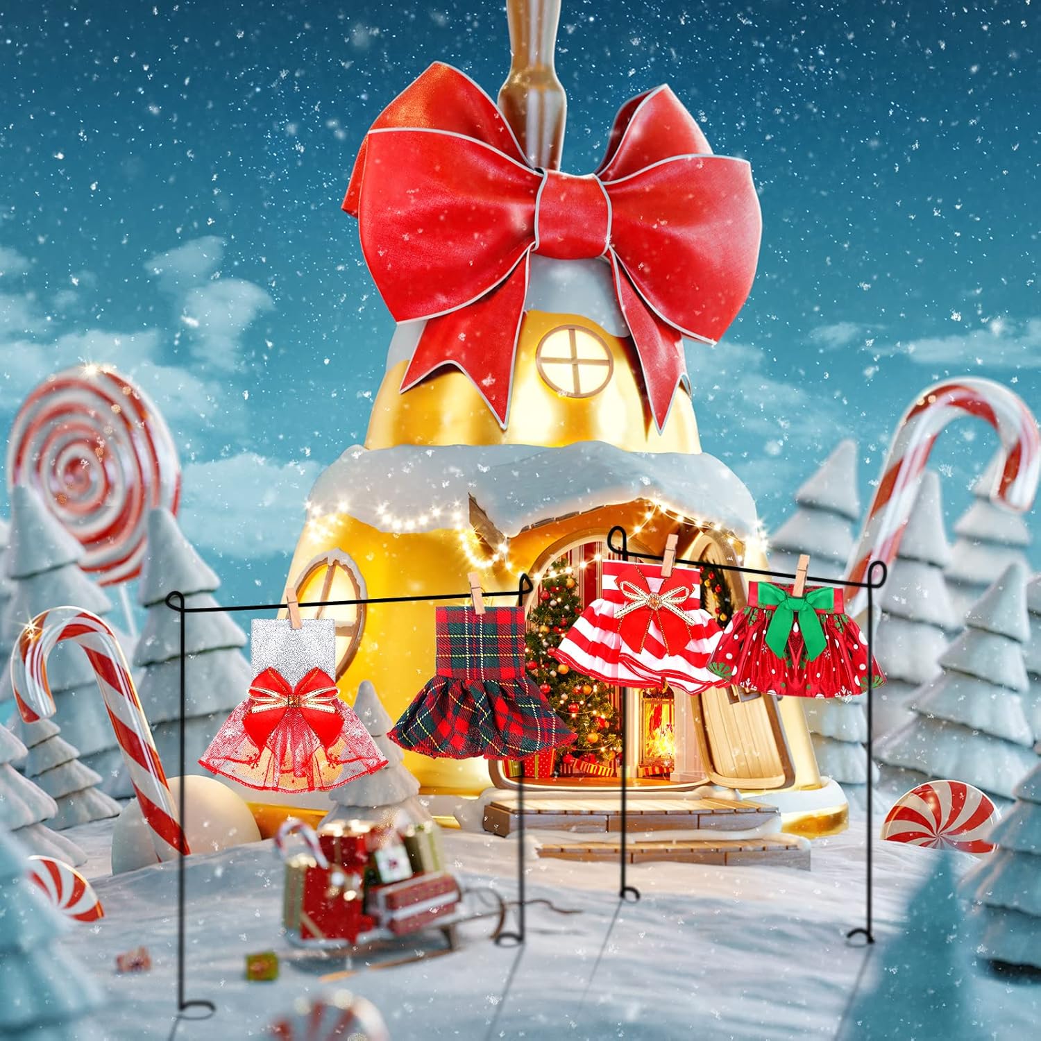 Zhanmai 6 Pieces Christmas Doll Skirts Set Accessories Doll Dress for Xmas Clothes Christmas Clothing Costume Accessories, 6 Style(Classic)