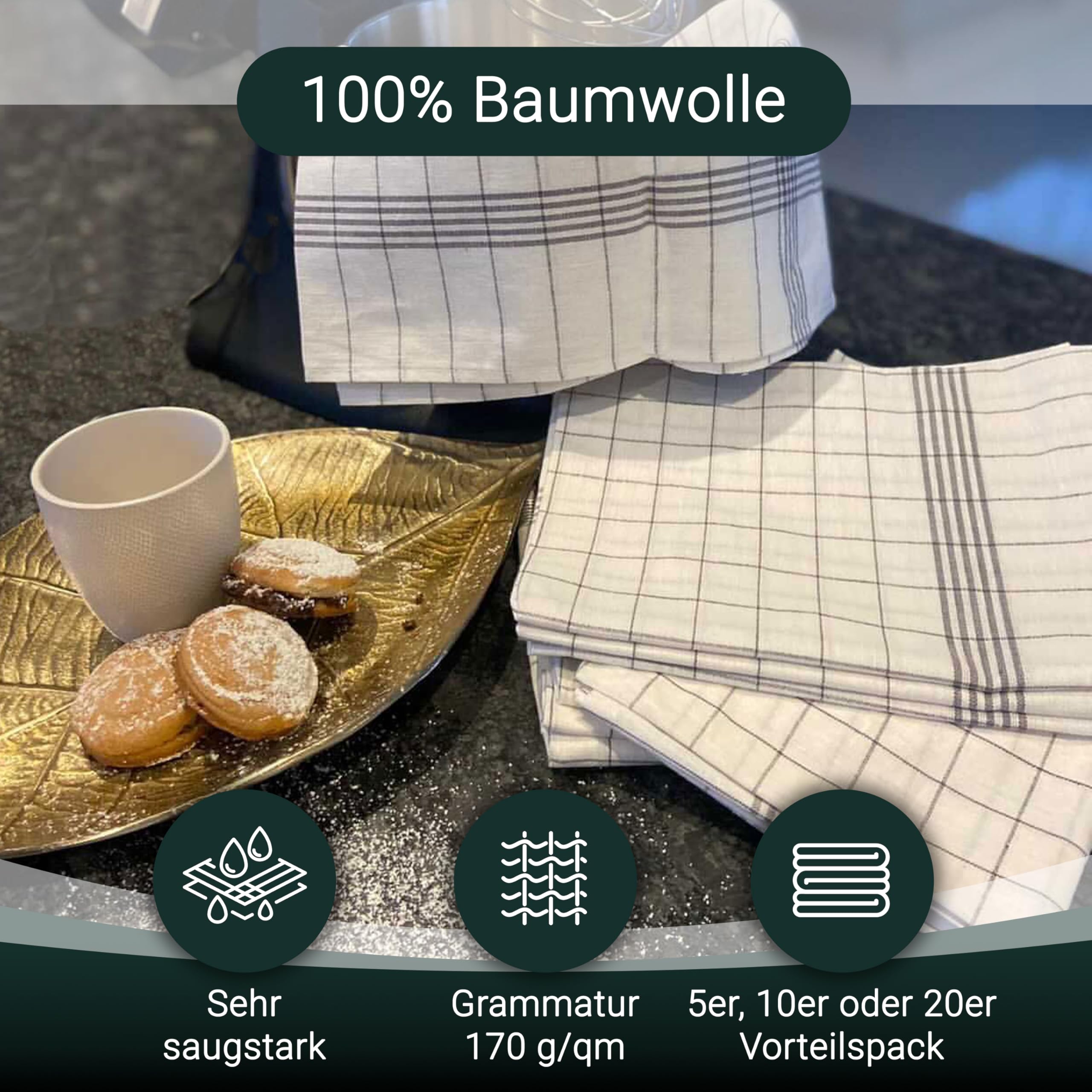 Besuche den ZOLLNER- ZOLLNER 10er Set Geschirrtücher Baumwolle in 50x70 cm - super saugstarke und langlebige Küchentücher - waschbar bis 95°C – in grau weiß kariert - Gastronomiequalität - Oeko Tex® Zertifiziert in use