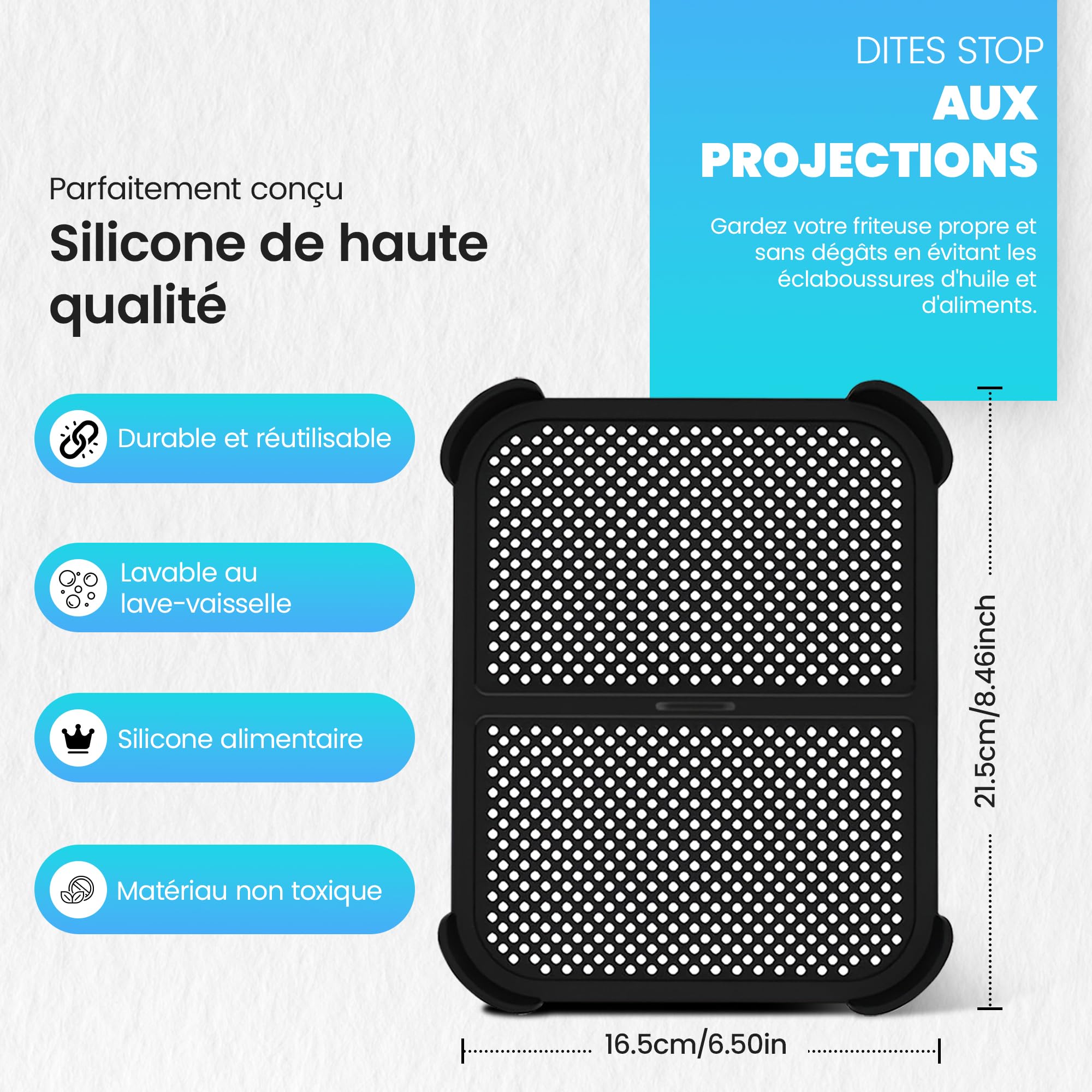 2 Pièces Grille Anti-Éclaboussures Silicone Pour Ninja Air Fryer – Compatibles AF400EU, AF451EU, DZ401 – Protection Efficace Et Facile à Nettoyer