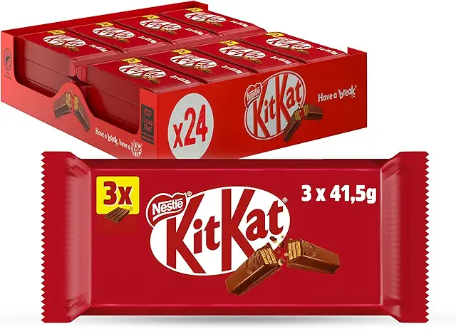 Kit Kat Chocolate con Leche Multipack 24(3x41,5g) - Barritas de Snack
