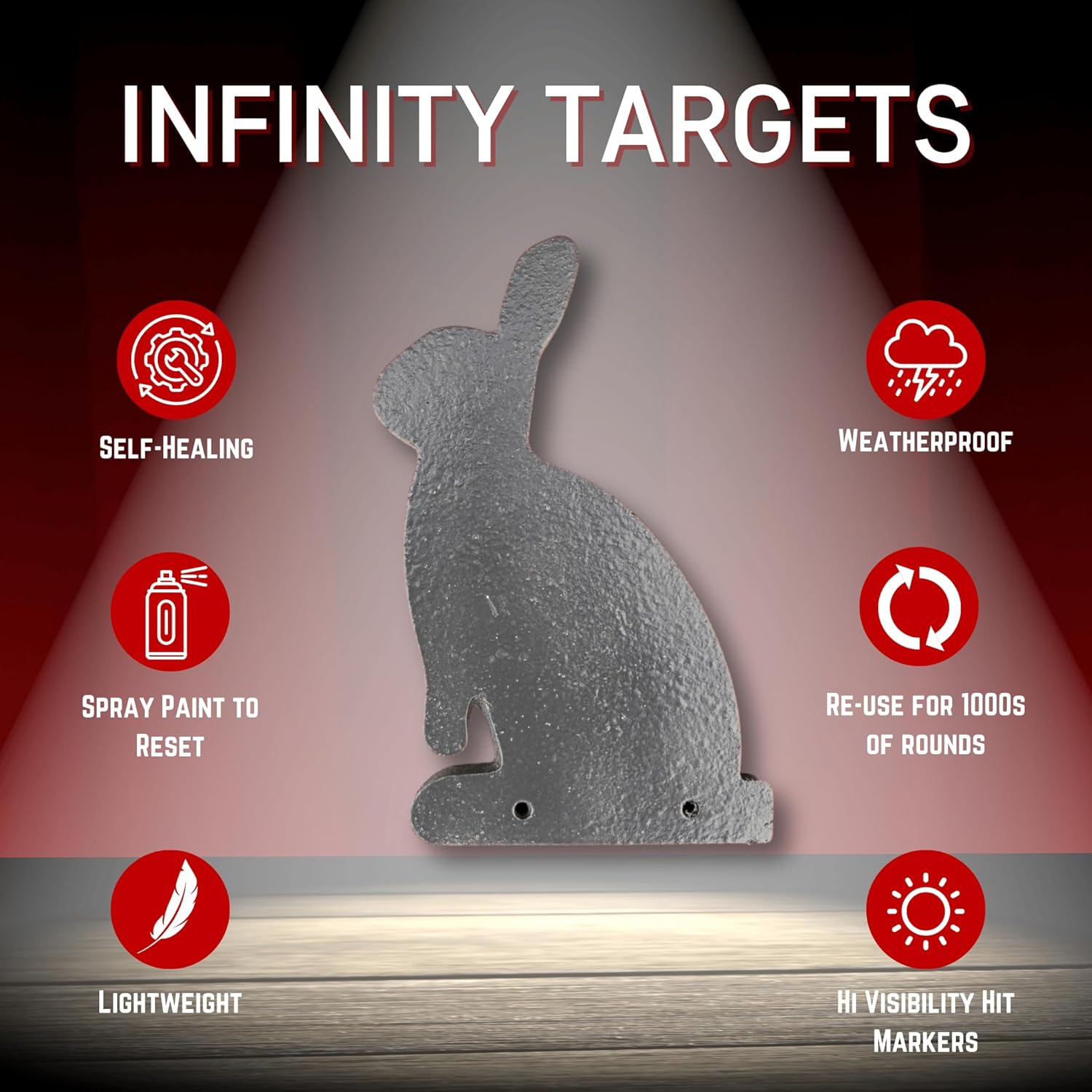 Rabbit Plinker Infinity Target – Self-Healing Reactive Shooting Target for Rimfire & Airguns, No Reset Needed, Durable & Weatherproof for Hunting Practice & Backyard Plinking
