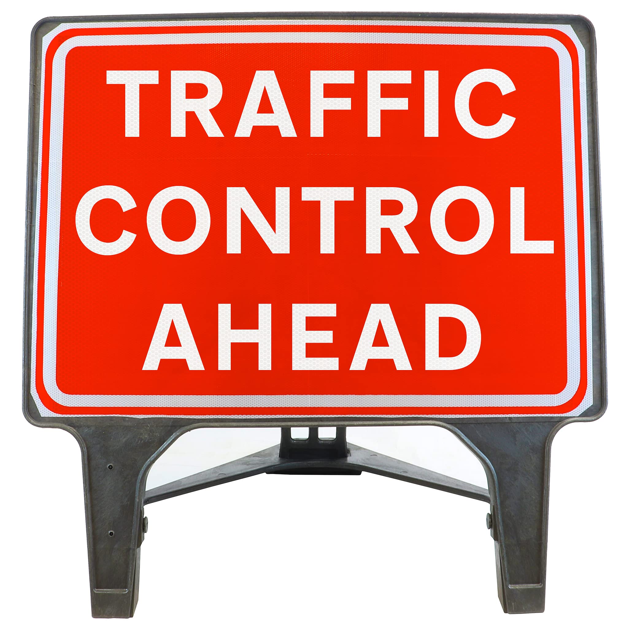 Traffic Control Ahead 1050x750mm Road Sign - Plastic Temporary Road Street Traffic Safety Sign for Road and Street Works - Freestanding with Reflective Sign Face