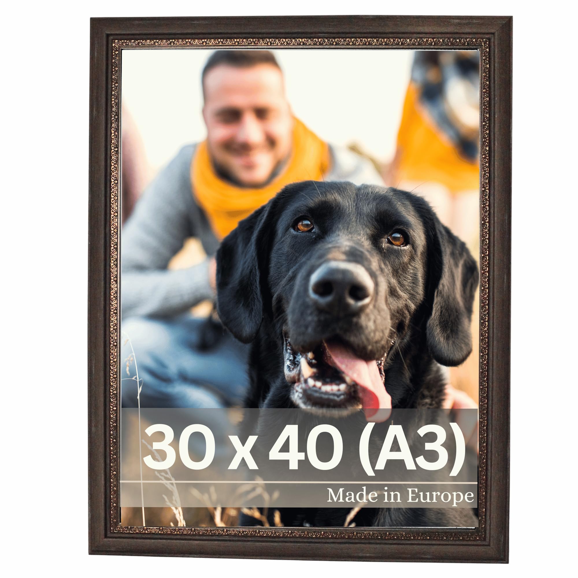 VictoR Bilderrahmen Boho braun in 30x40 cm (A3) - Leiste: 30x16mm - Fotorahmen vintage Deko rustikal - Landhaus