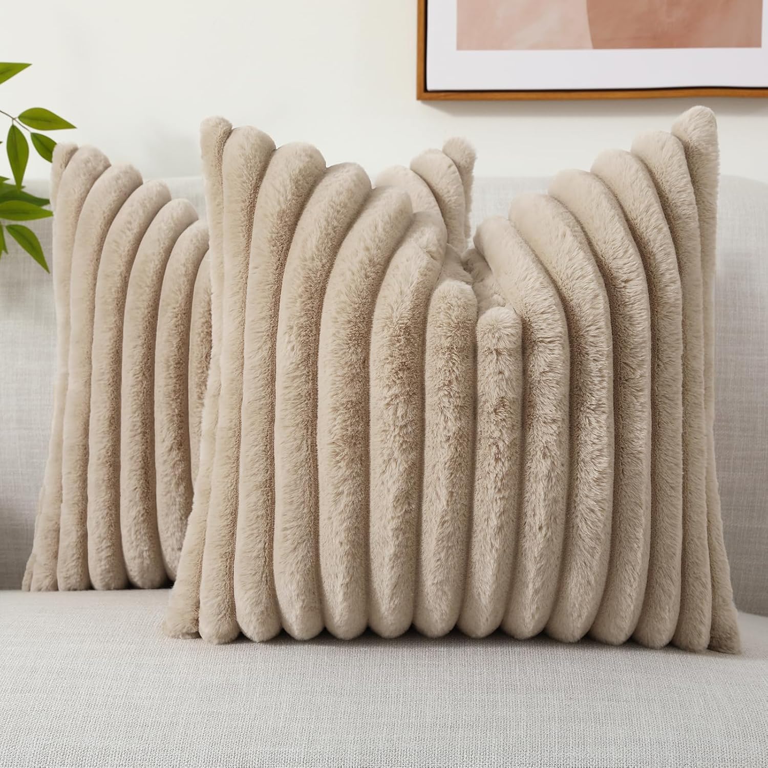 decorUhome Faux Fur Cushion Covers 40x40 cm Set of 2