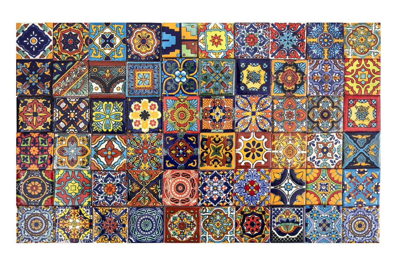 Cerames Baldosas cerámicas mexicanas Vivo - 60 azulejos decorativos de mosaico mexicano para baño, cocina, ducha, escaleras, pared posterior de cocina, azulejos de mosaico de cerámica 5 x 5 cm