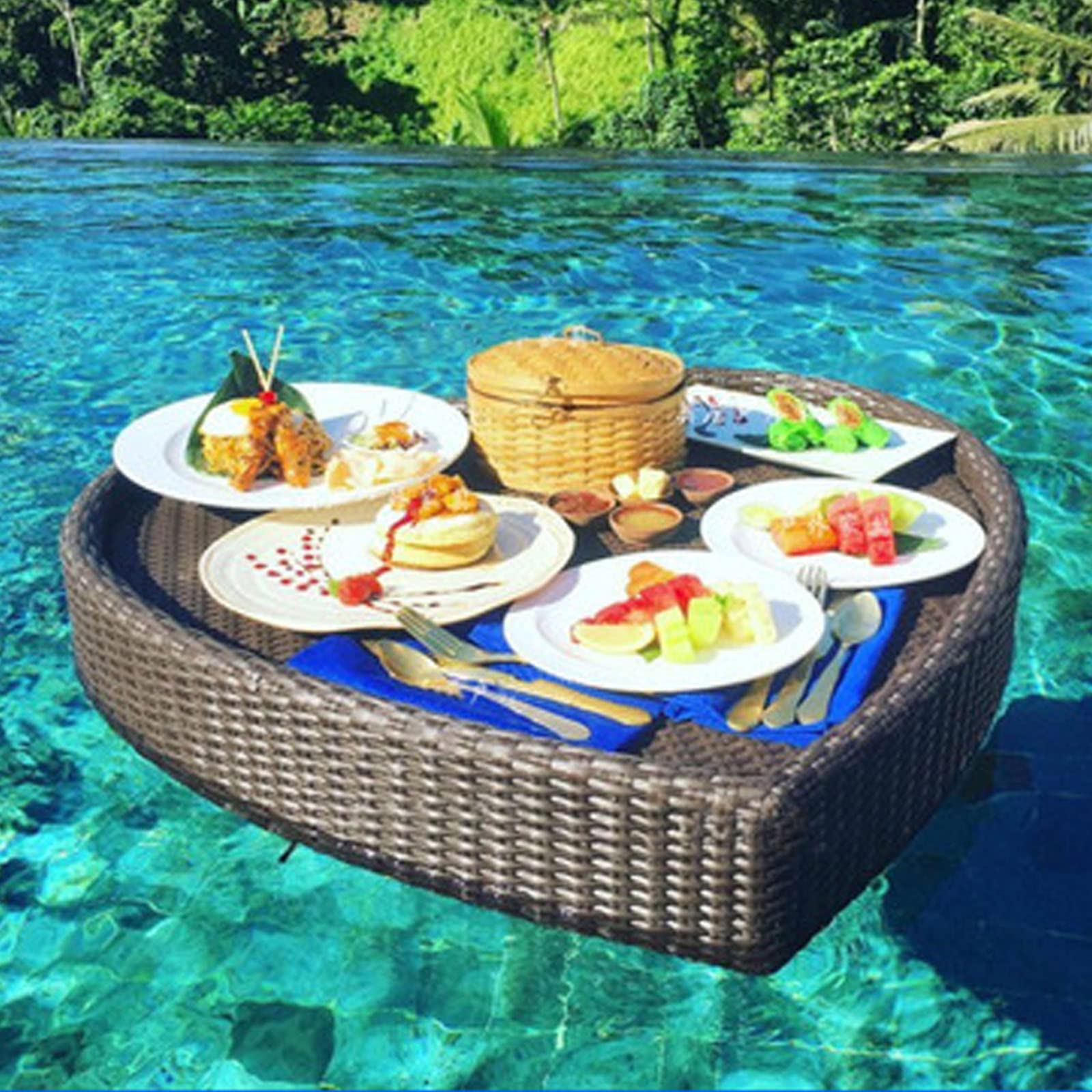 NOALED Bandeja Flotante, Bandeja Flotante para Piscina, Elegante Bandeja Flotante para Desayuno para Servir Bebidas en la Piscina, Brunch, C