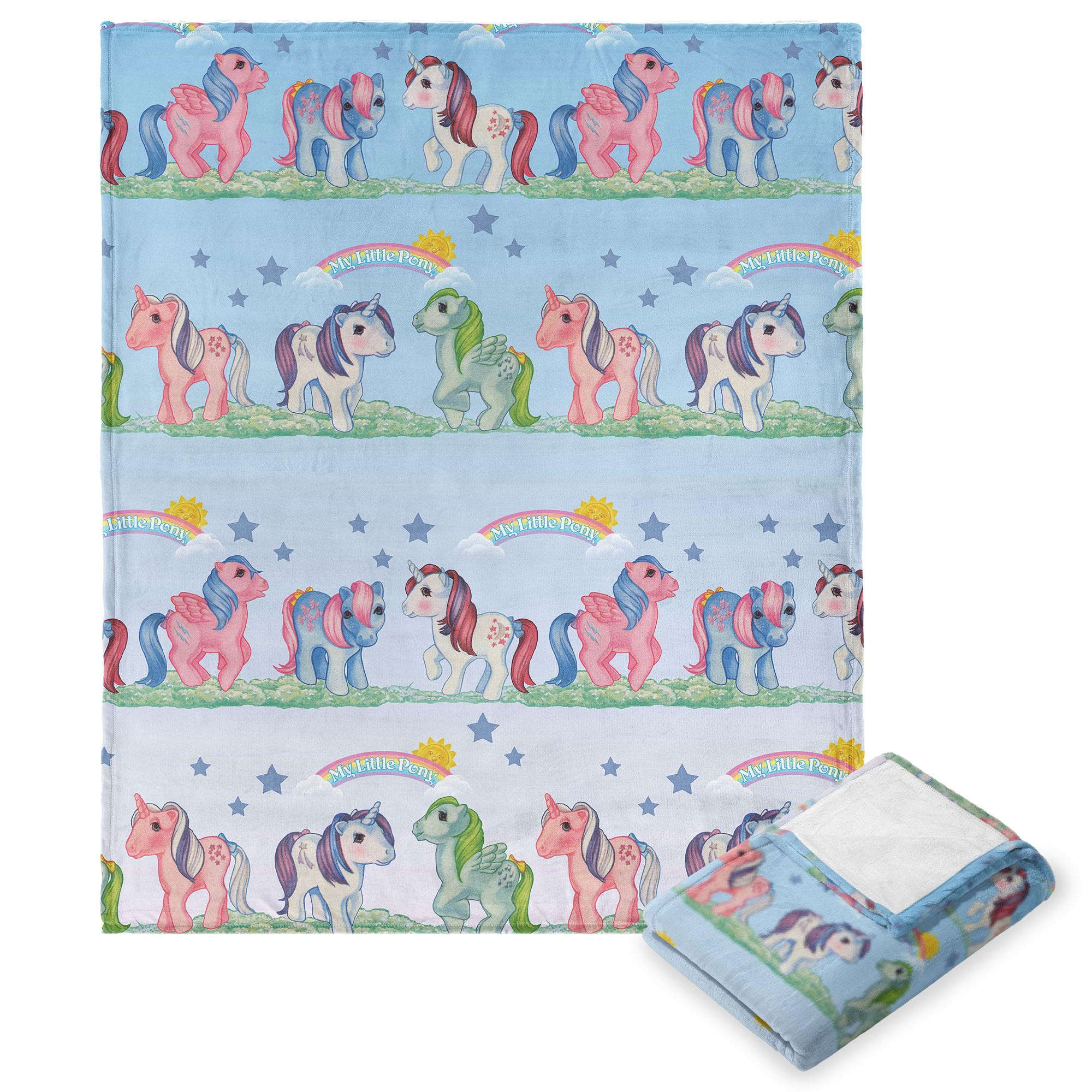 Northwest Hasbro My Little Pony, Retro Rainbows, Silk Touch Throw Blanket, 40 x 50 Inches