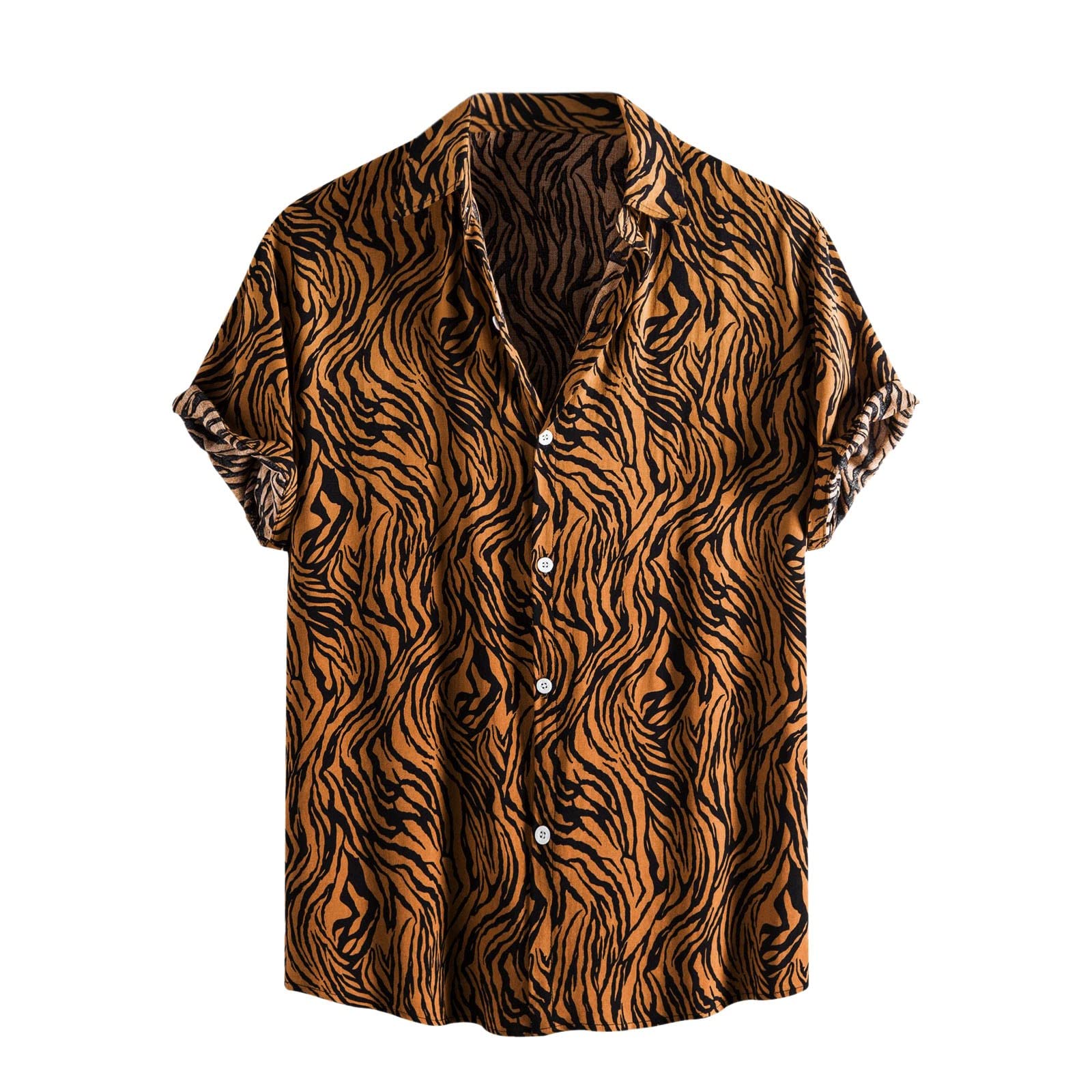 HUTcPNy Camisas Manga Corta Hombre Hawaiana Camisa Manga Corta de Verano Informal con Estampado de Botones de Solapa Talla Grande Botones Hawaiana Manga Corta Funky Hombres Camisa