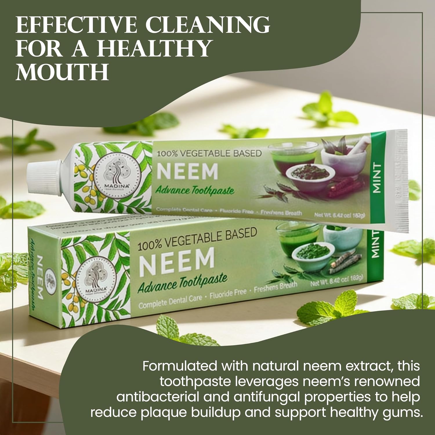 Madina Neem Advance Toothpaste – 6 Pack, Natural Oral Care, Herbal Toothpaste, Antibacterial, Antifungal, Plaque Control, Breath Freshening, Daily Use, Oral Hygiene, 6.42 oz Each
