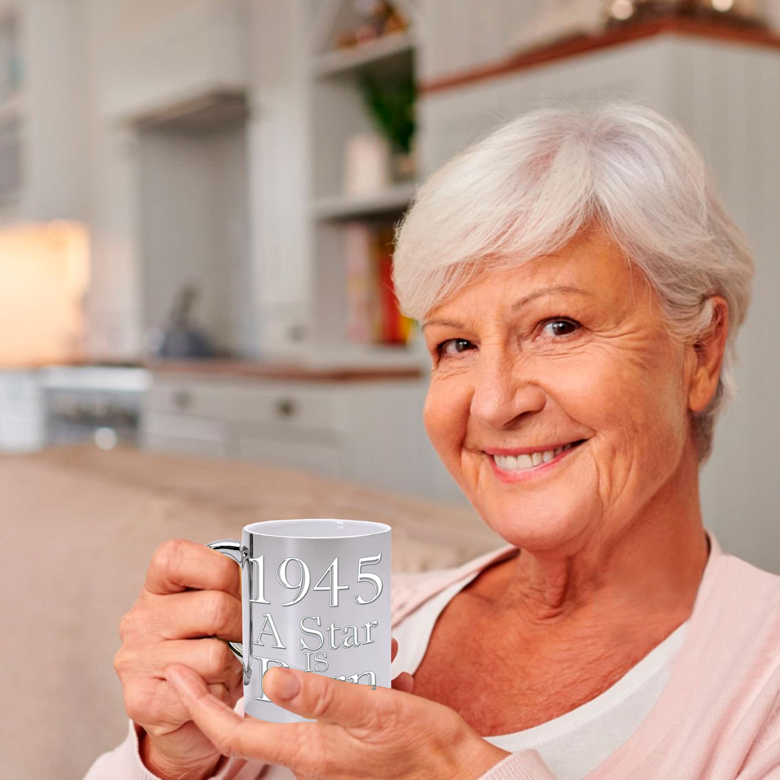 Mug Cadeau Argenté 'A STAR IS BORN' Avec Année De Naissance - 300ml