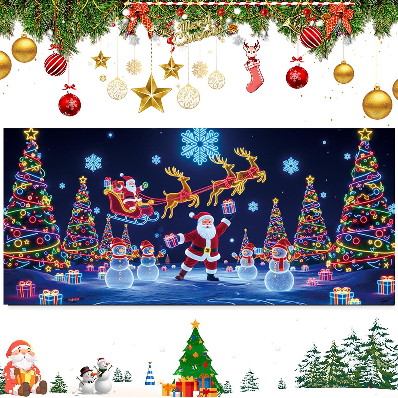Bannière de Noël pour garage 180x400cm pour masquer une façade terne