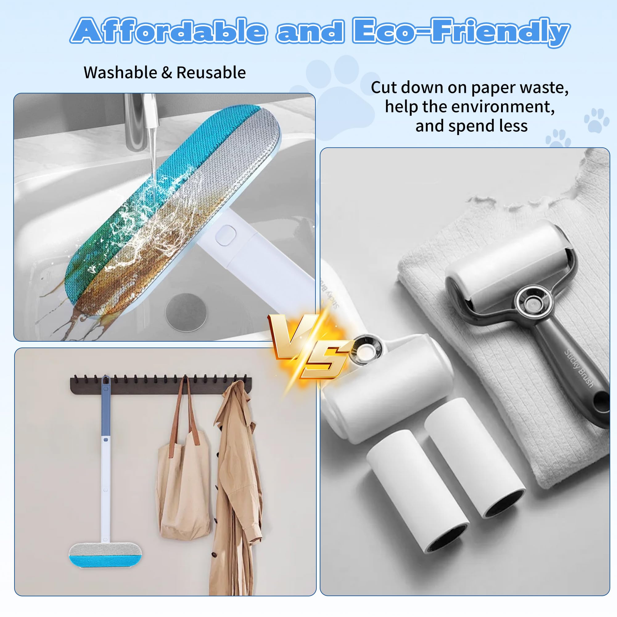 Pet Hair Remover for Furniture – 23.2Inch Reusable Dog & Cat Hair Removal Brush, Washable Lint Cleaner with Long Handle, 4-in-1 Pet Hair Remover for Couch, Carpet, Clothes & Bedding - image 7