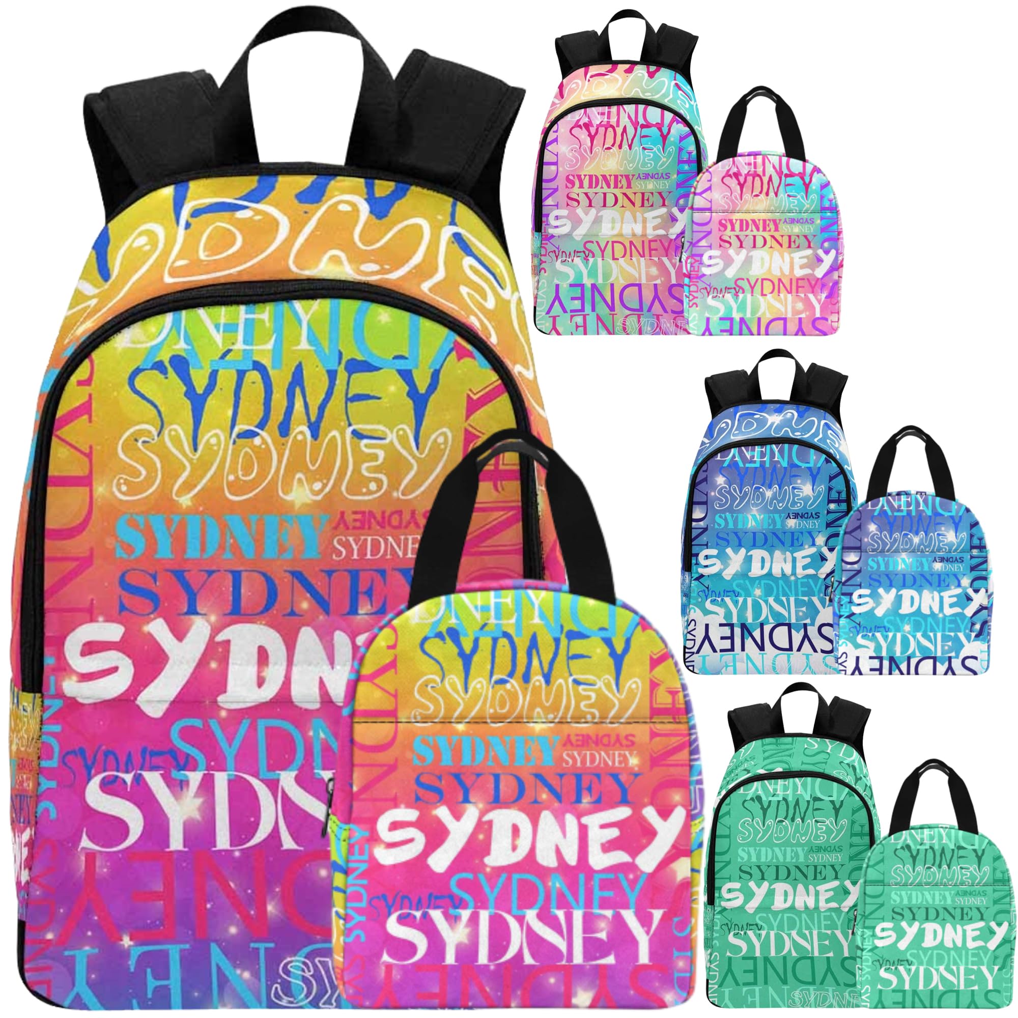 Tuskartro Custom Backpack School Bag Set, Personalized Name Backpacks Bookbag with Lunch Box for Girls Boys Kids