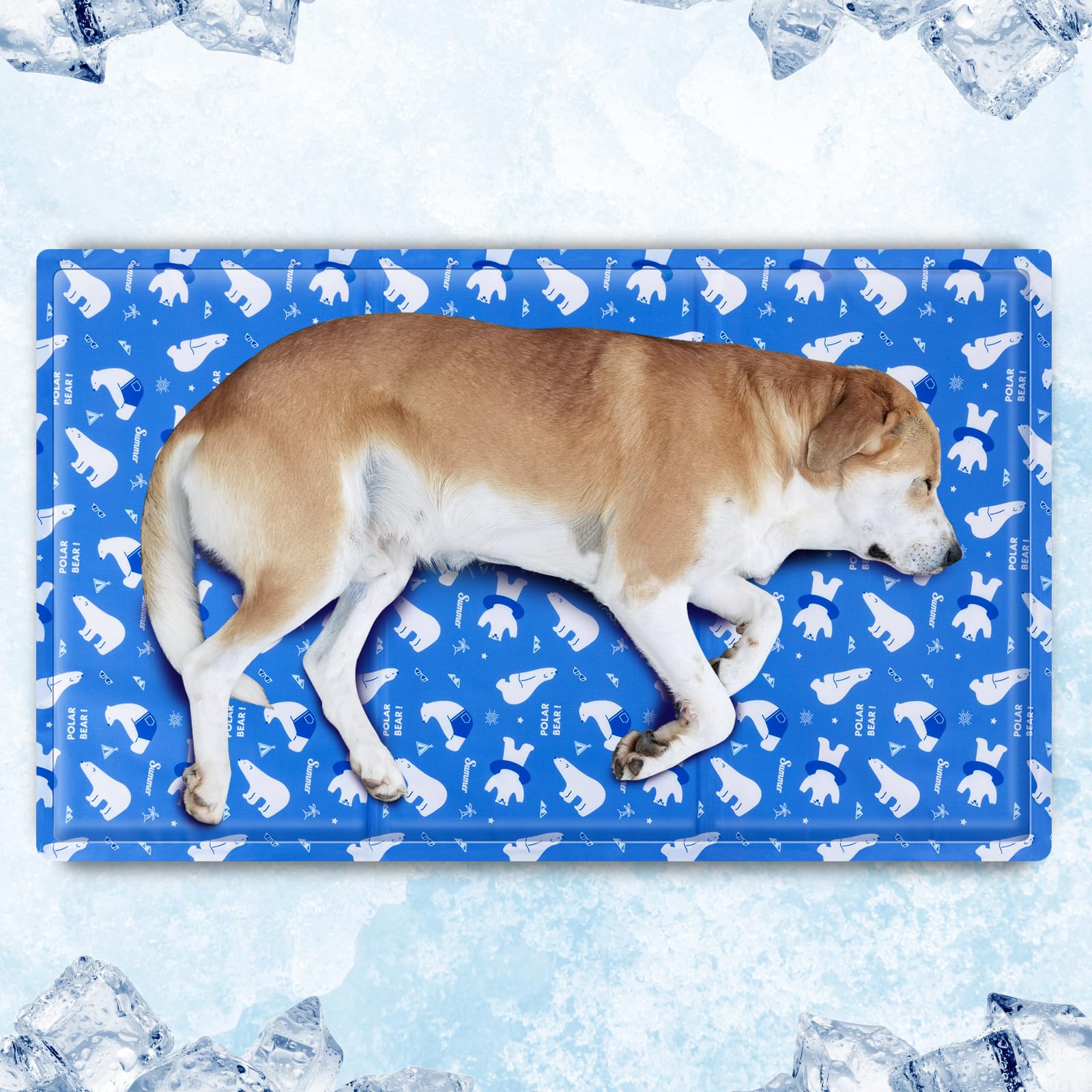 BEEWAY Dog Cooling Mat Extra Large 120x70cm - Durable Pet Cool Mat, Non-Toxic Gel Self Cooling Pad, Cool Bed Mattress for Dogs Cats in Hot Summer