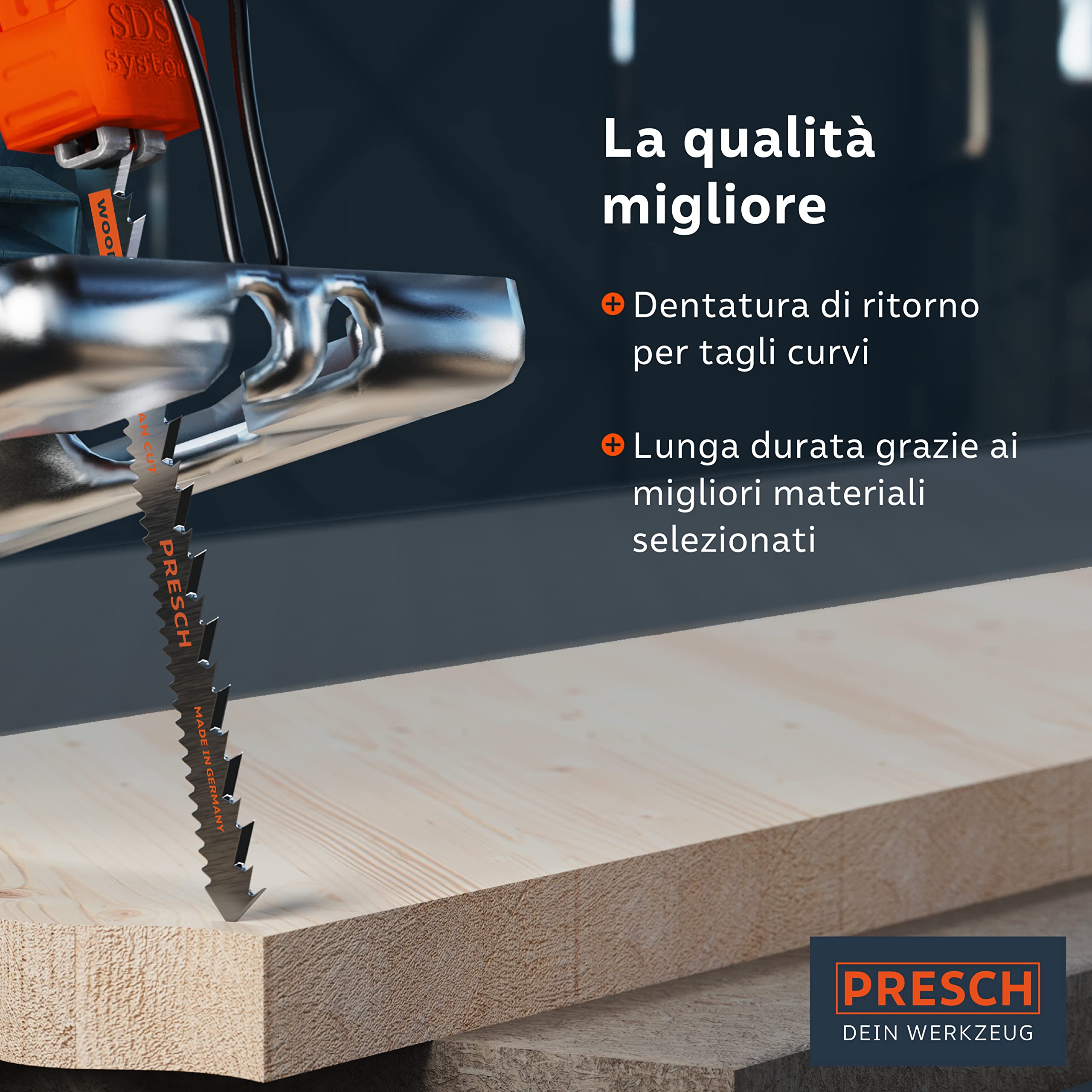 Presch Lame seghetto alternativo Legno 10 pz. - Taglio curvo molto pulito (4-30mm) - Codolo a T di lunga durata, lame per tutti i seghetti alternativi - Lame per pannelli di legno