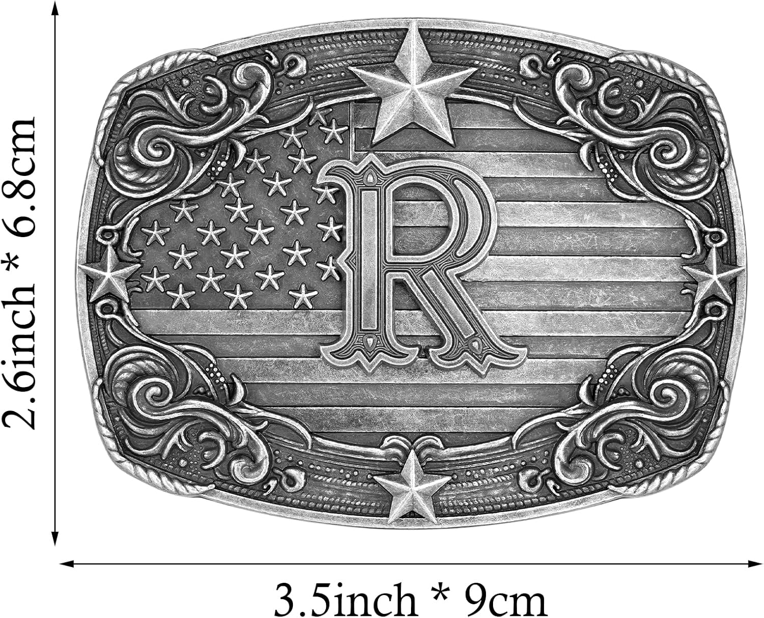 Western Belt Buckle Men Initial Letter ABCDJRM to Z Silver Cowboy Belt Buckles for Women - Image 2