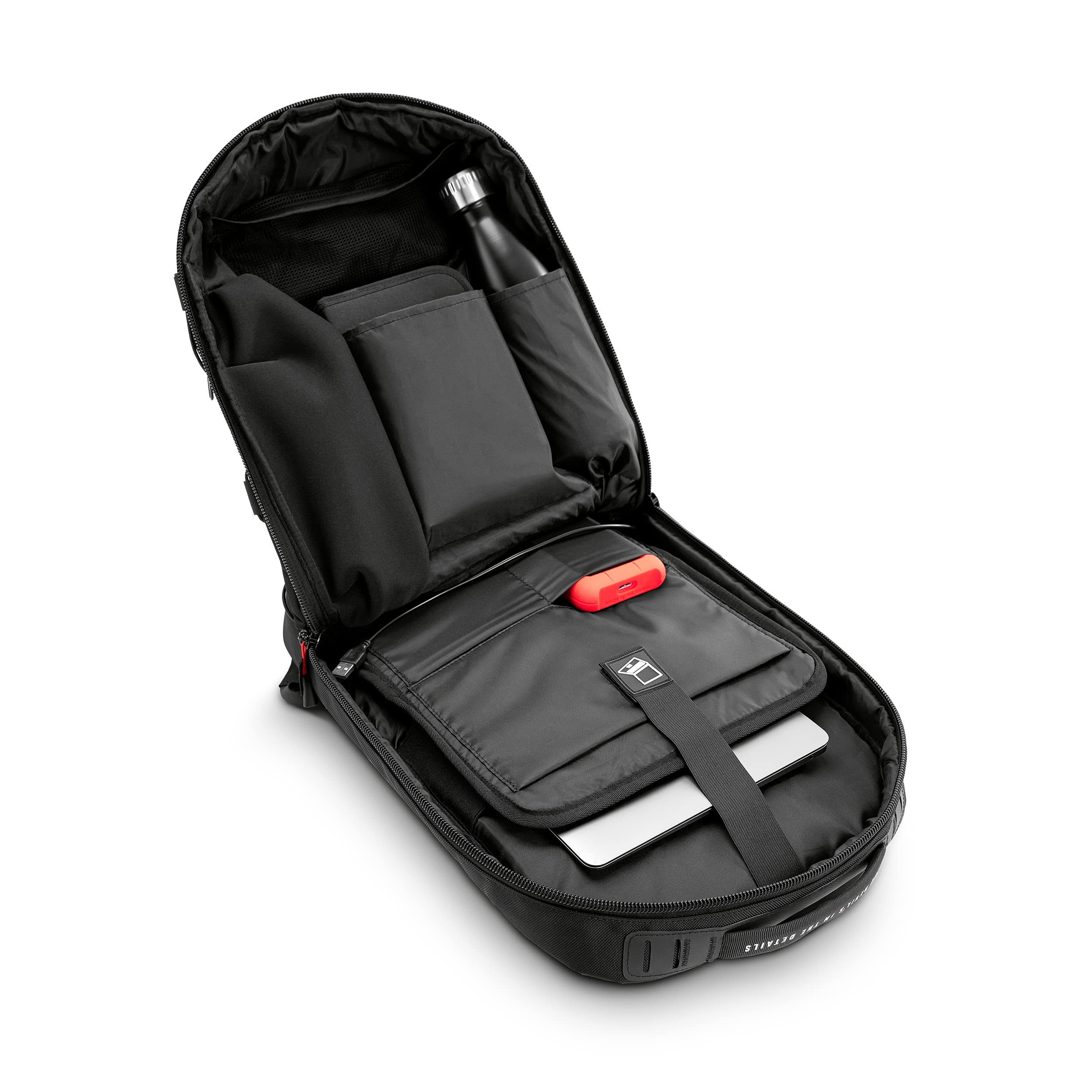 DIABLO Zaino Scolastico da Escursionismo Per Laptop Notebook Impermeabile Cerniera con chiusura a combinazione Porta di ricarica USB Numerosi scomparti Multifunzionale (Nero)