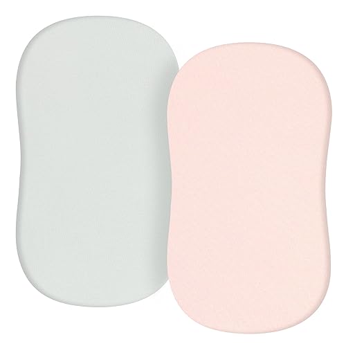 TILLYOU Set de 2 sábanas de punto de jersey para moisés, 32x16, flexibles para distintos colchones de cuna y moisés, muy suaves, transpirables,