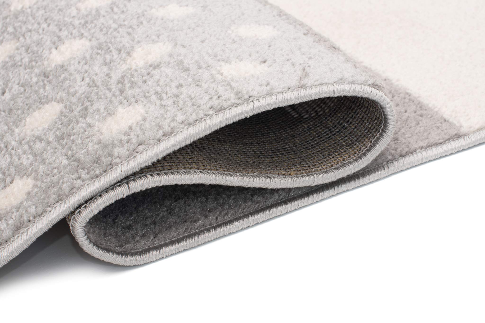 TAPISO Lazur Kinderteppich Kurzflor Sterne Grau Blau Herz 80 x 150 cm