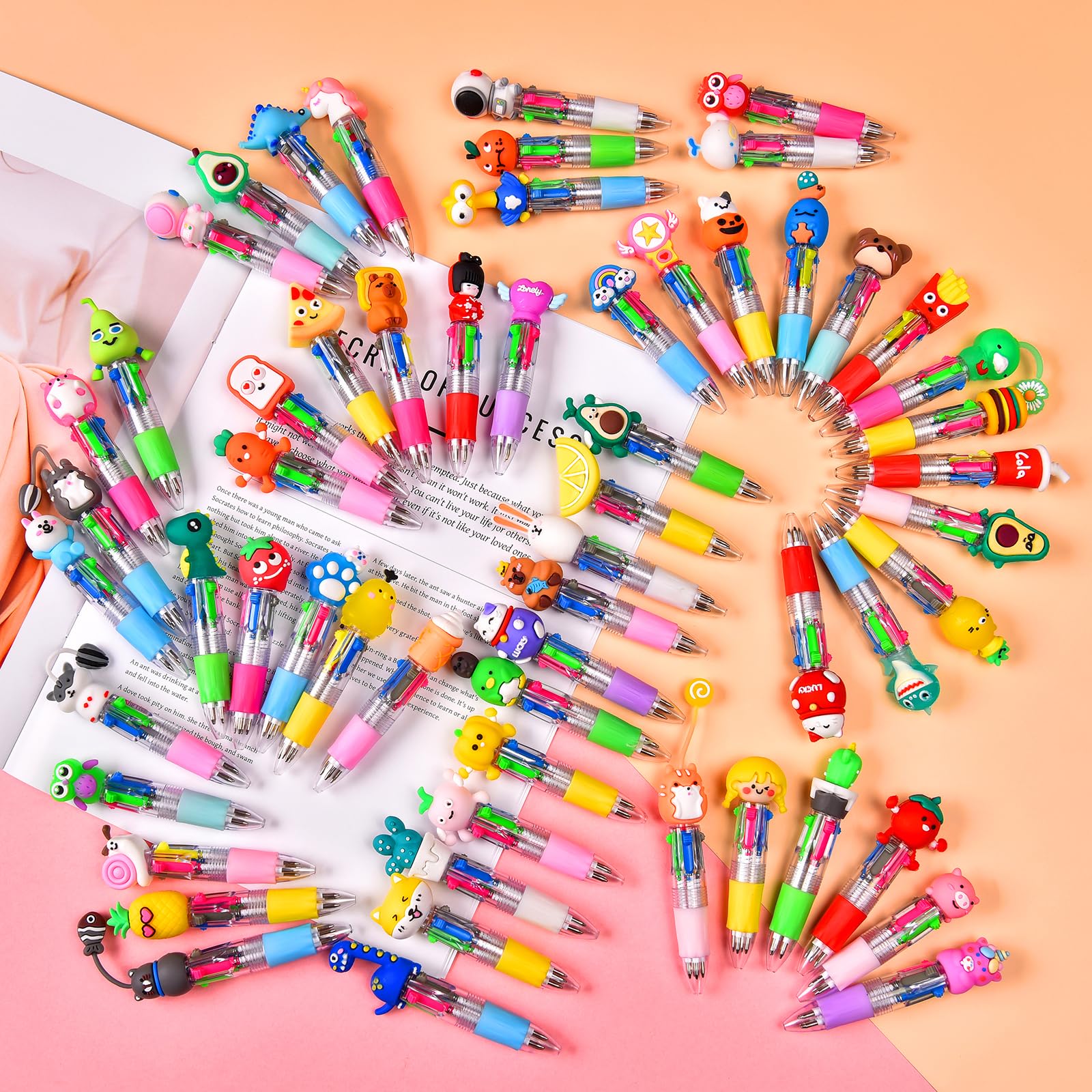 60 Stück Mini-Stifte in einem, 4-in-1, niedliche Stifte, Großpackung für Kinderpartys und Geburtstage, entzückender Kugelschreiber, Partyzubehör, Geschenke, Klassenzimmer, Studentenpreise (60