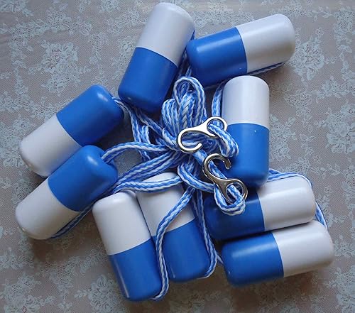 Miniatura 2 de ATIE Cuerda divisora de seguridad para piscina de 20 pies y línea de flotador con 2 ganchos de acero inoxidable premontados y 9 boyas flotantes