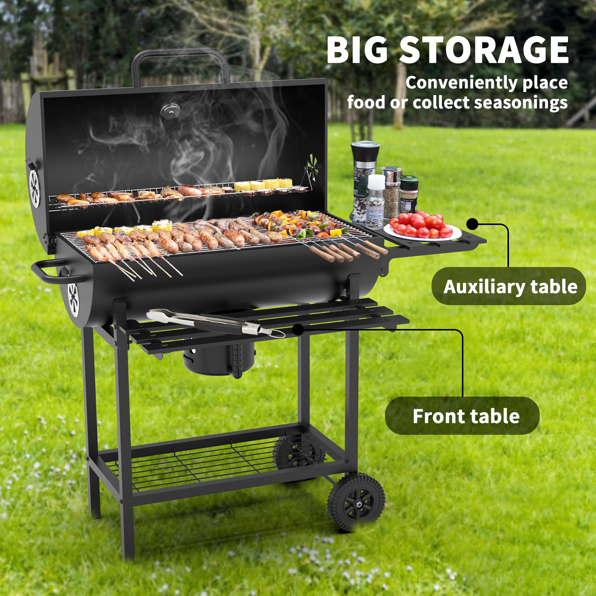 Dewinner XXL Charcoal Barbecue with Adjustable Vent and Anti-Burn Gloves
