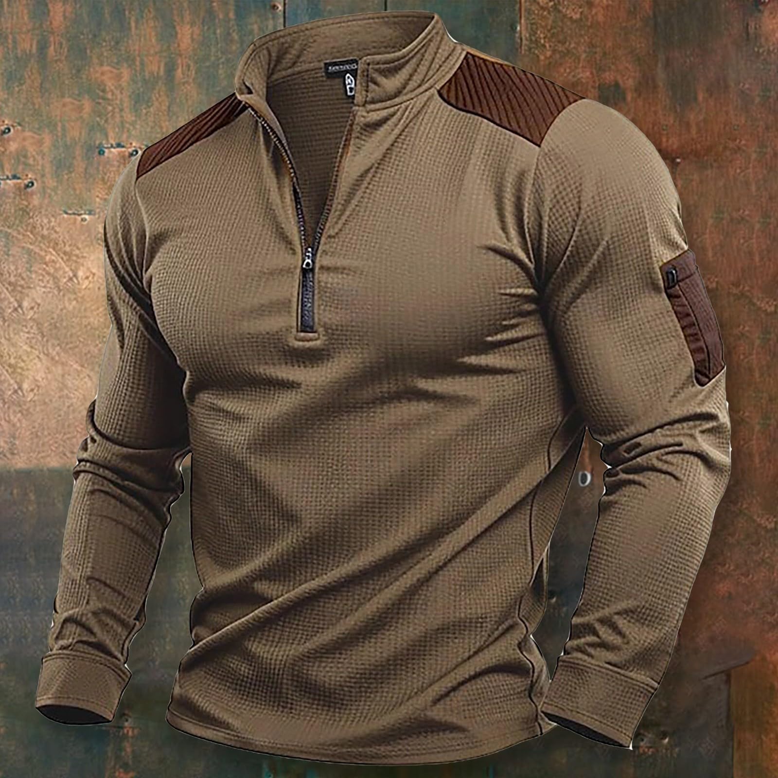 Camiseta táctica de combate para hombre, manga larga, cuello con cremallera, camuflaje, paintball, airsoft, militar