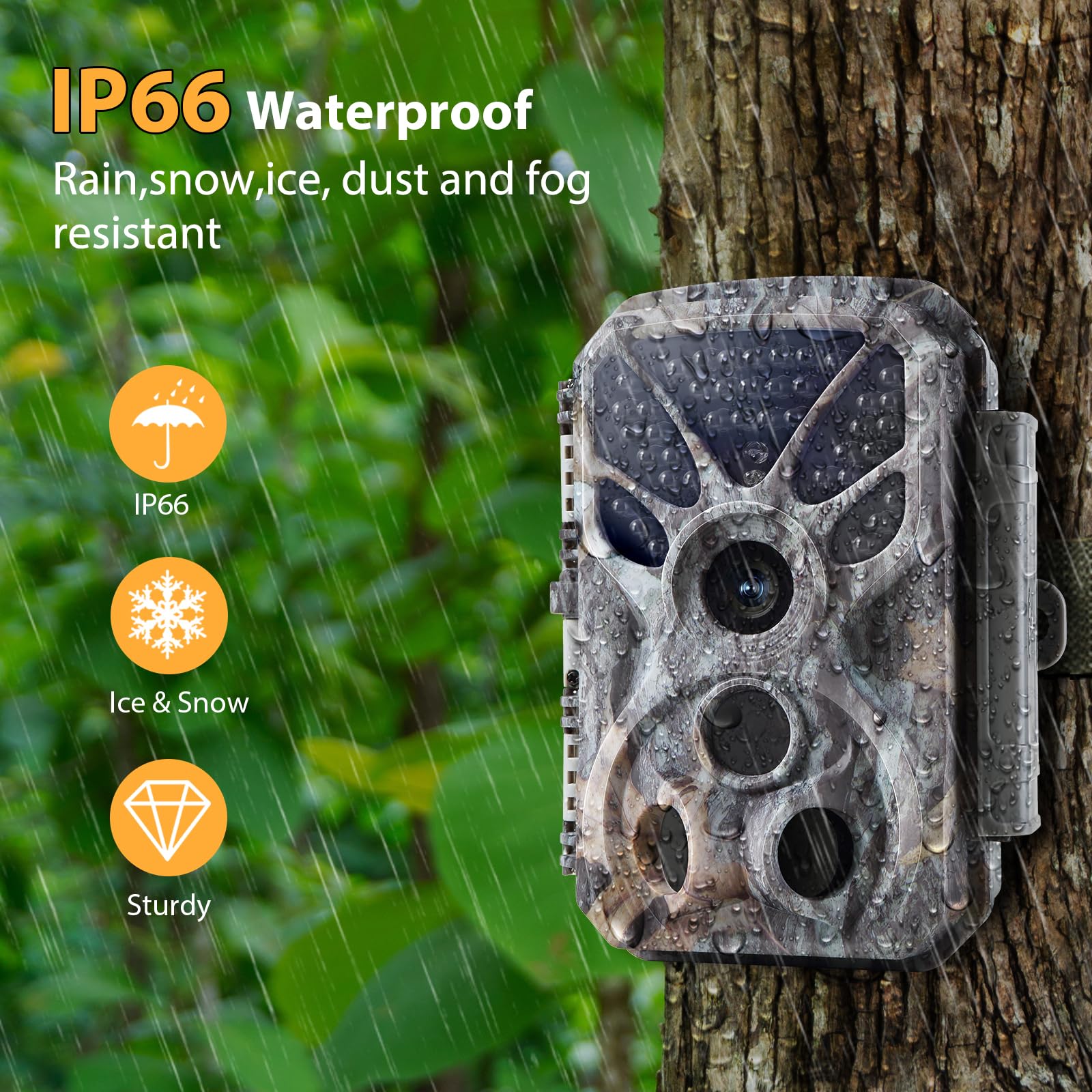 Folgtek 48 MP 1296P wifi-jachtcamera met 23 m draadloos nachtzicht, 2,4 inch IP66 waterdicht display en 0,3 s activeringssnelheid voor het observeren van dieren