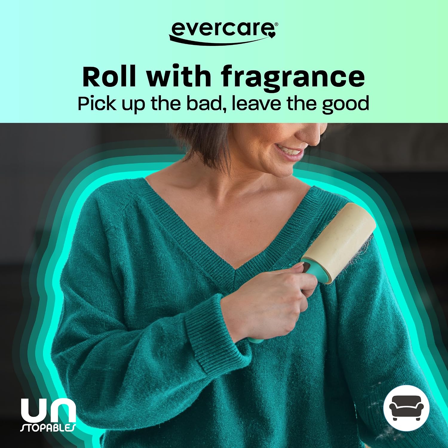 Evercare with Unstopables Fresh Scent All-Purpose Lint Roller, 4-Pack, 50 Layers Per Roller, Total 200 Sticky Sheets, Pet Hair & Lint Remover